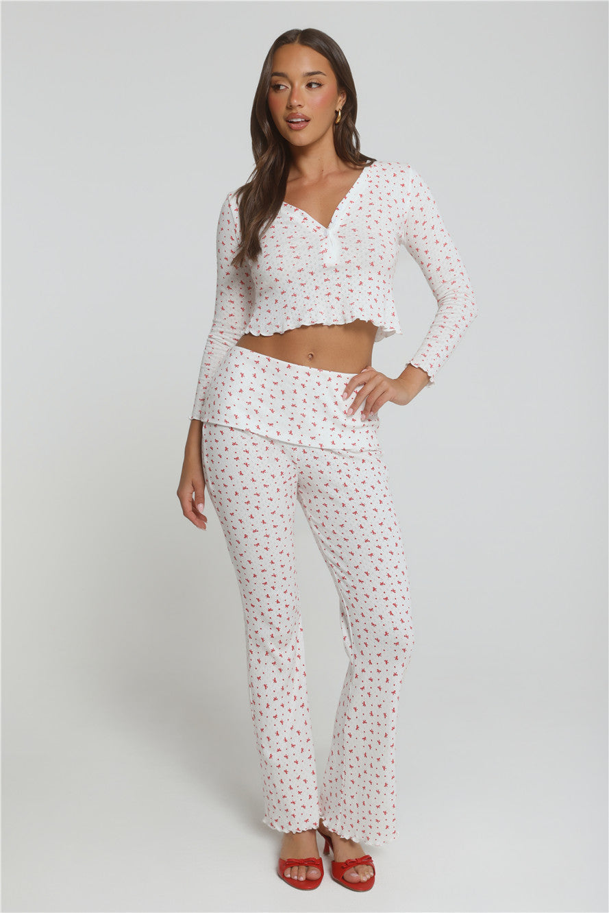 Candlelight Dreams Long Sleeve Pajama Top White