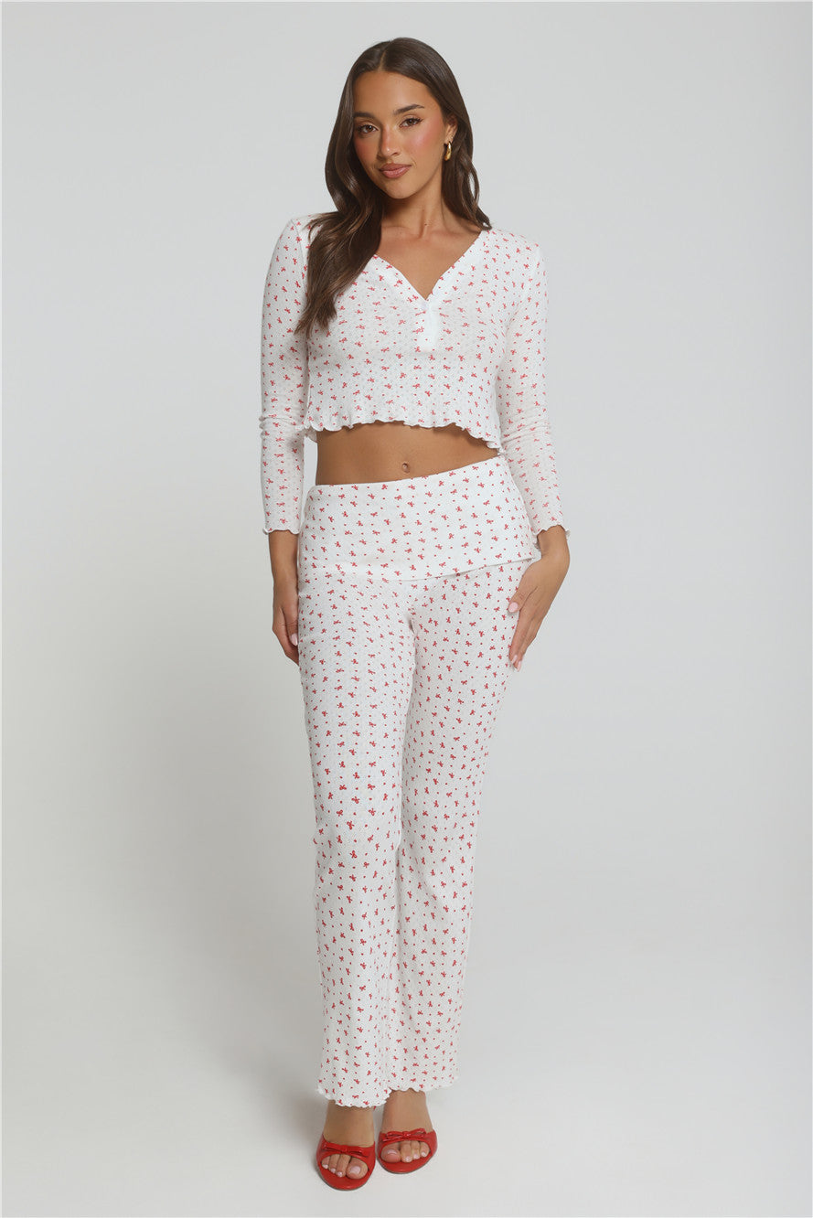 Candlelight Dreams Long Sleeve Pajama Top White