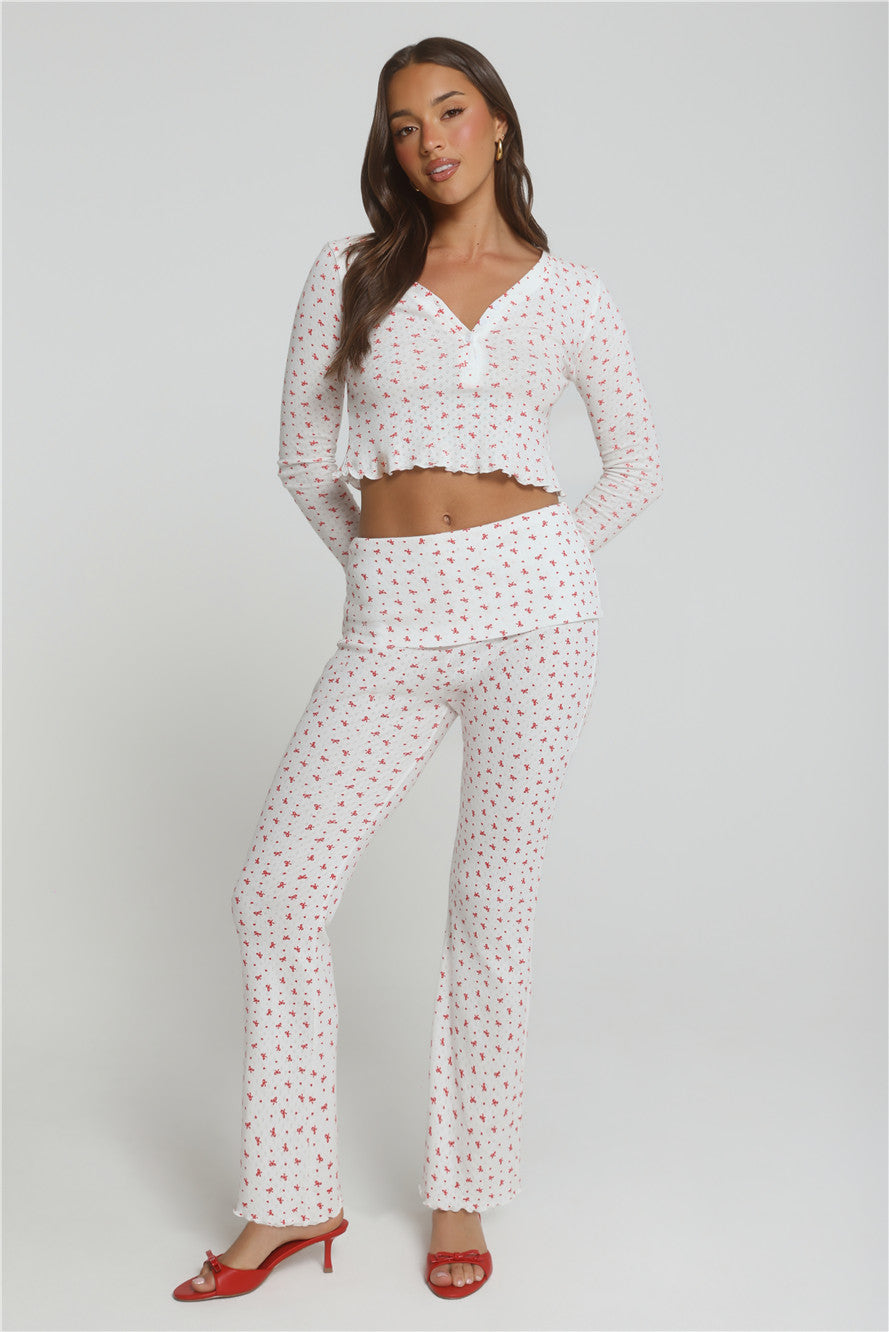 Candlelight Dreams Long Sleeve Pajama Top White