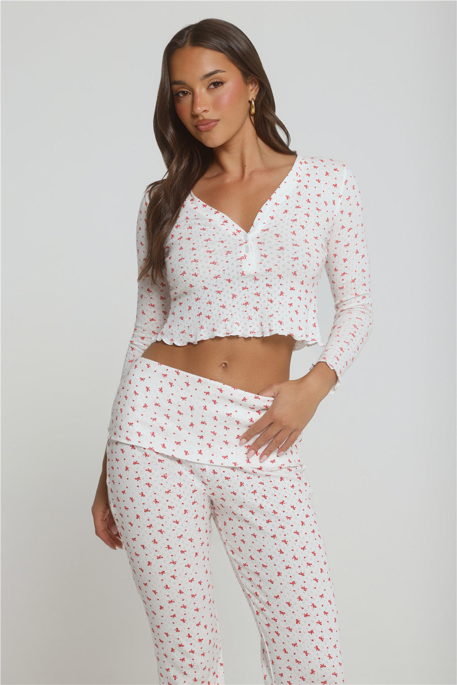 Candlelight Dreams Long Sleeve Pajama Top White