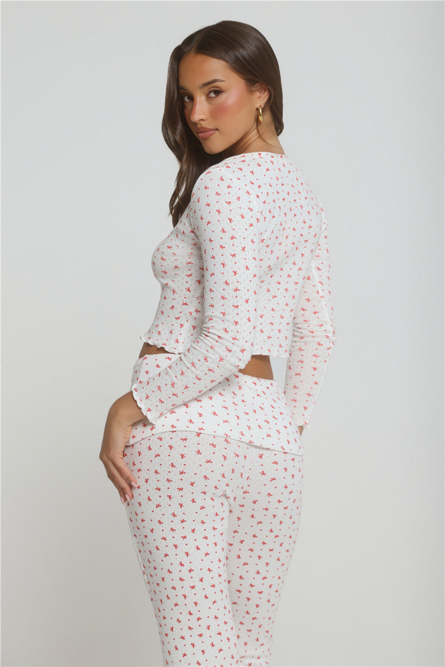 Candlelight Dreams Long Sleeve Pajama Top White