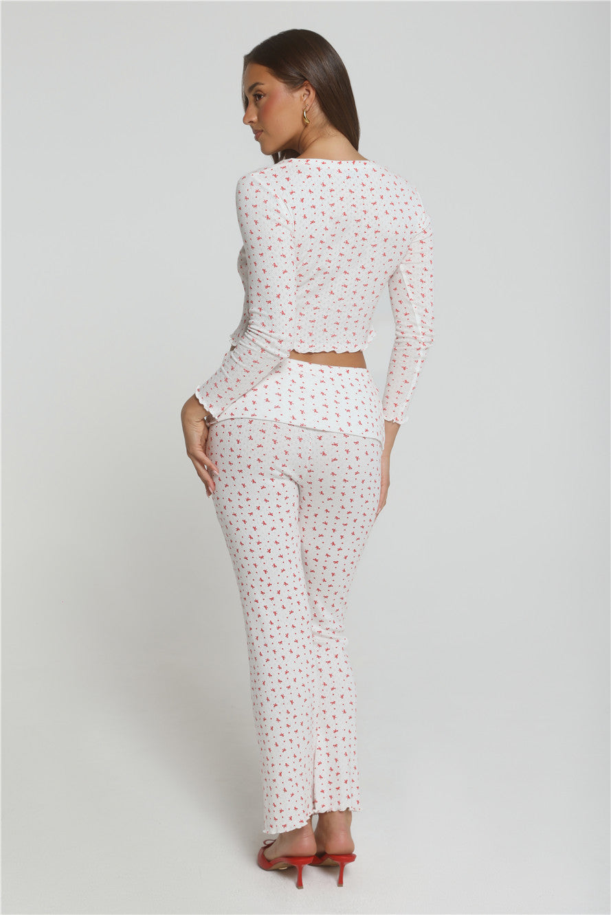Candlelight Dreams Long Sleeve Pajama Top White
