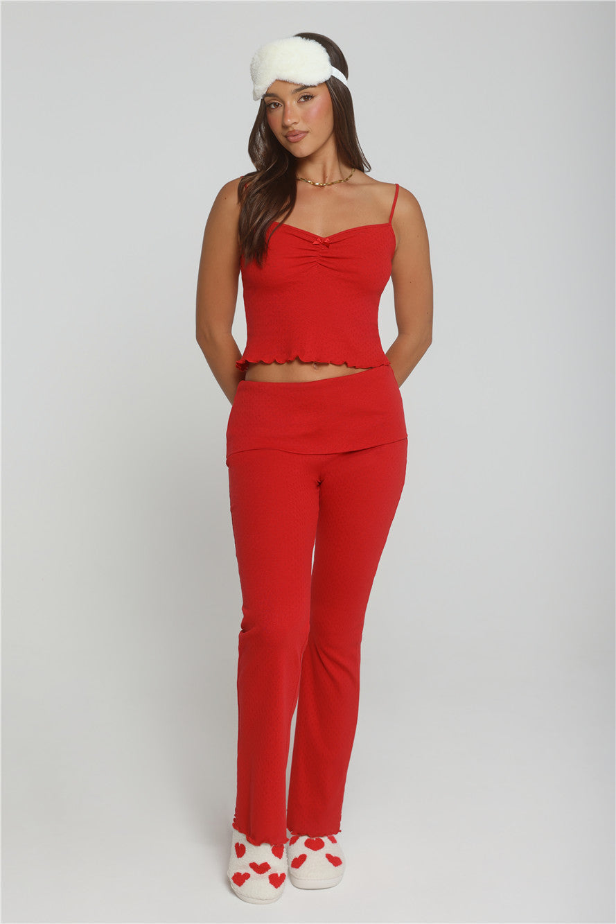 Candlelight Dreams Fold Waist Pajama Pants Red