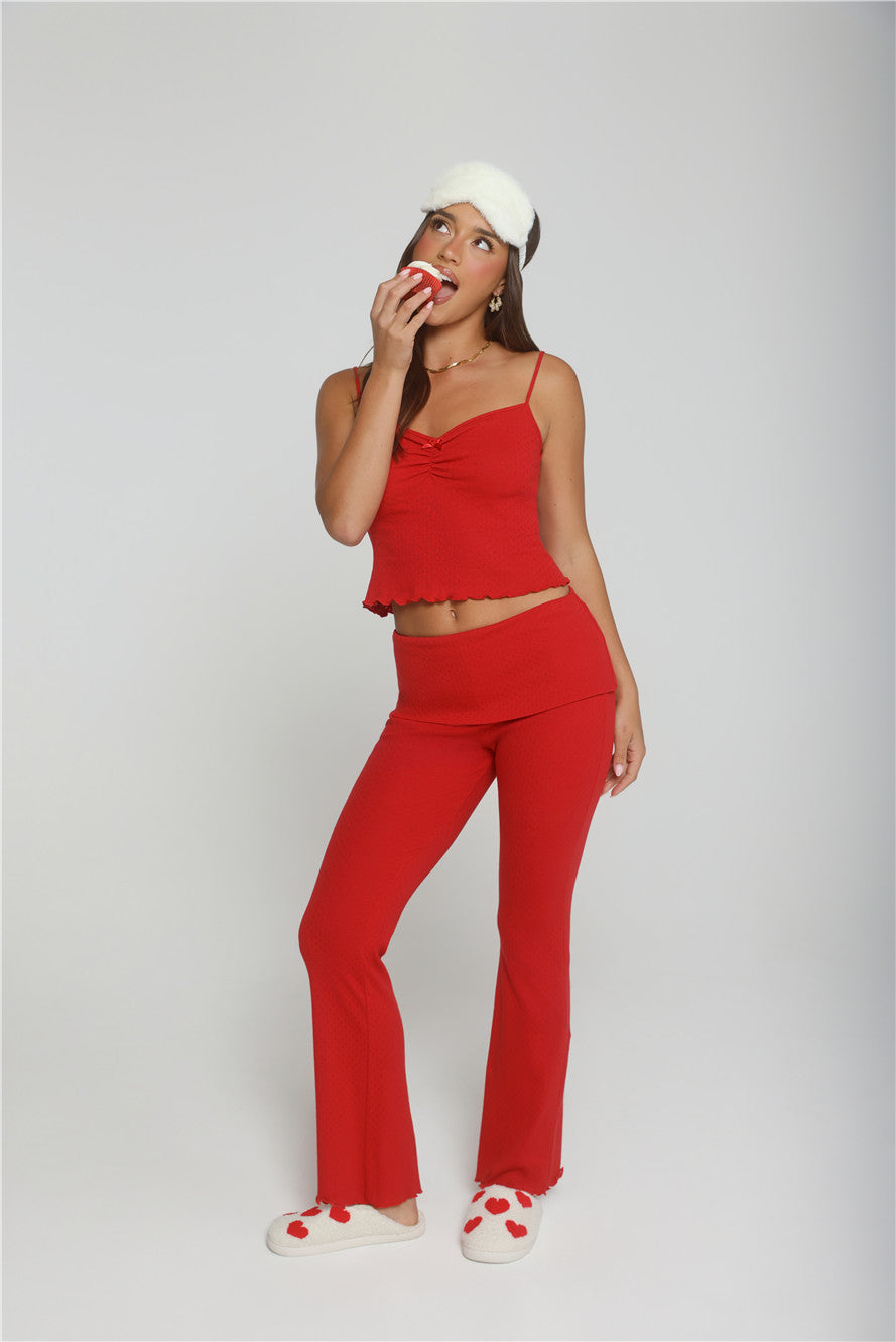 Candlelight Dreams Fold Waist Pajama Pants Red