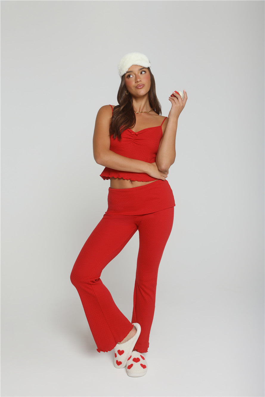 Candlelight Dreams Fold Waist Pajama Pants Red