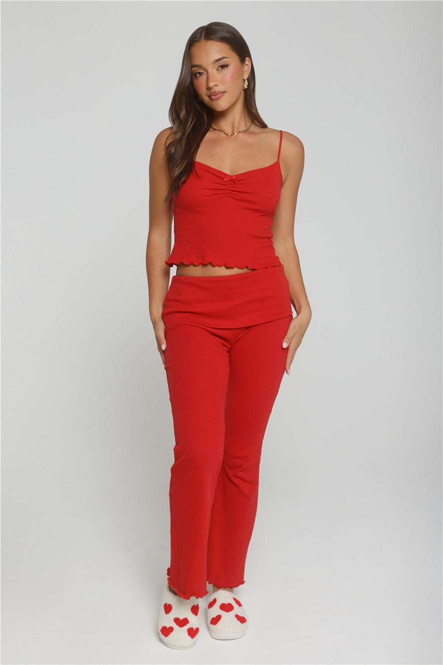 Candlelight Dreams Fold Waist Pajama Pants Red