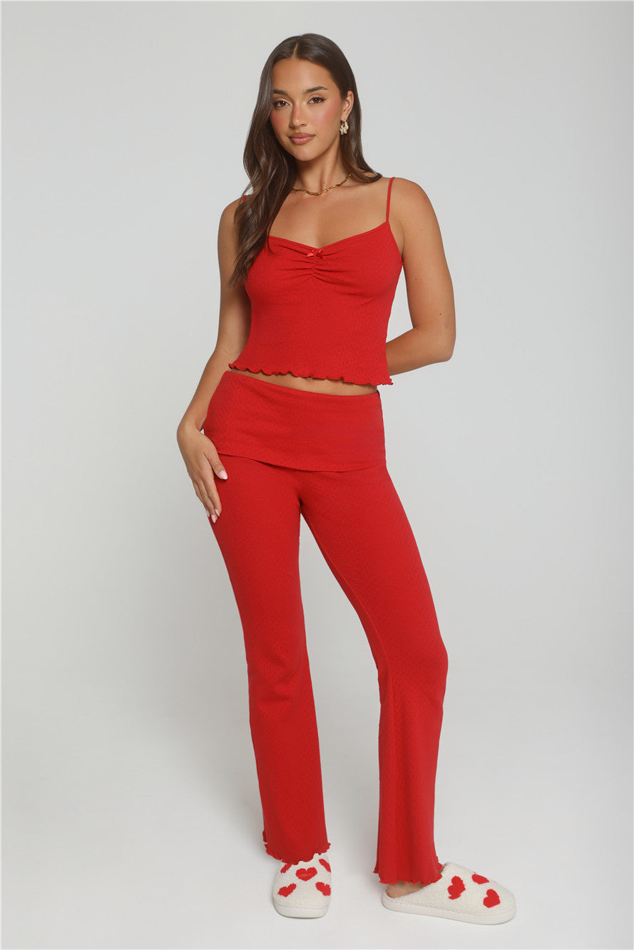 Candlelight Dreams Fold Waist Pajama Pants Red