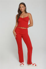 Candlelight Dreams Fold Waist Pajama Pants Red