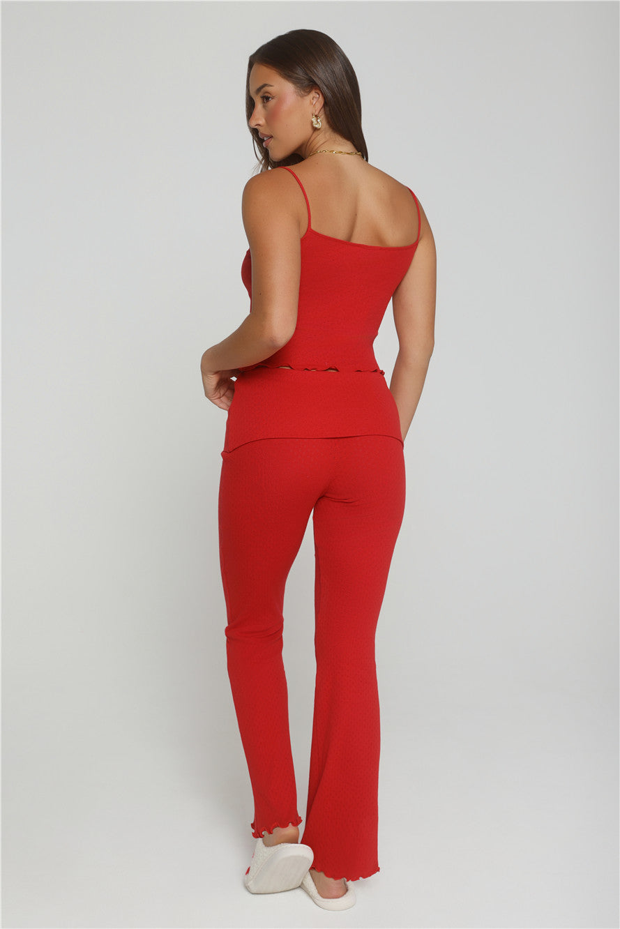 Candlelight Dreams Fold Waist Pajama Pants Red