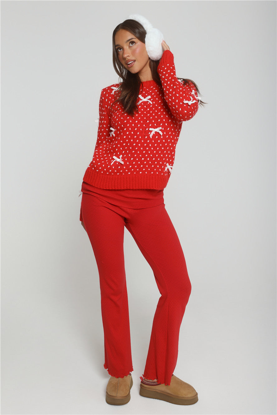 Holly Glow Knit Sweater Red