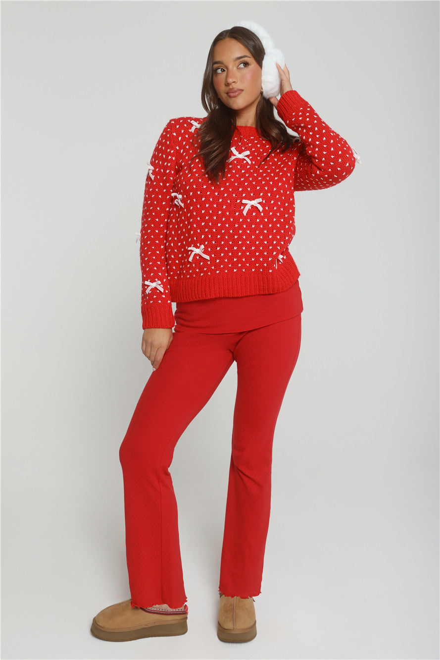 Candlelight Dreams Fold Waist Pajama Pants Red