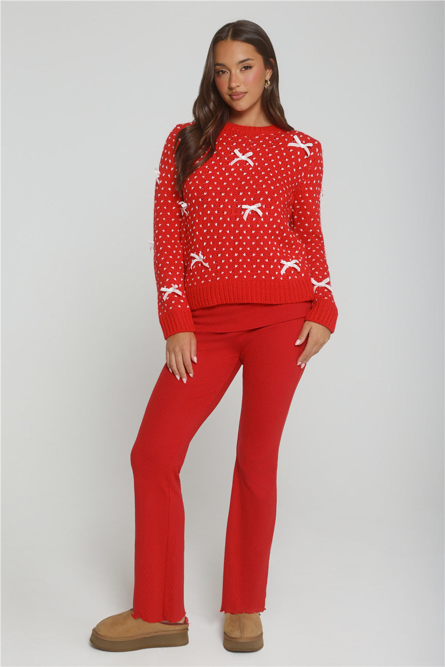 Candlelight Dreams Fold Waist Pajama Pants Red