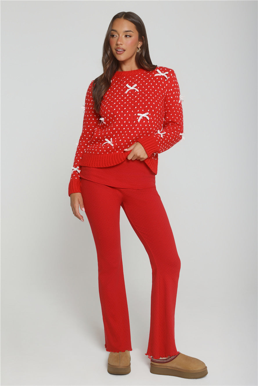 Holly Glow Knit Sweater Red