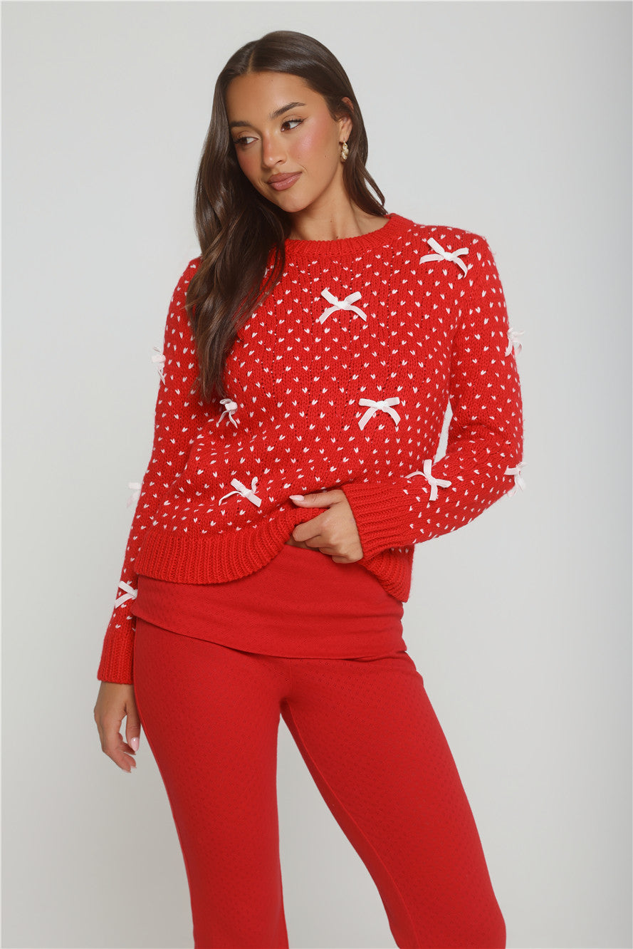 Holly Glow Knit Sweater Red