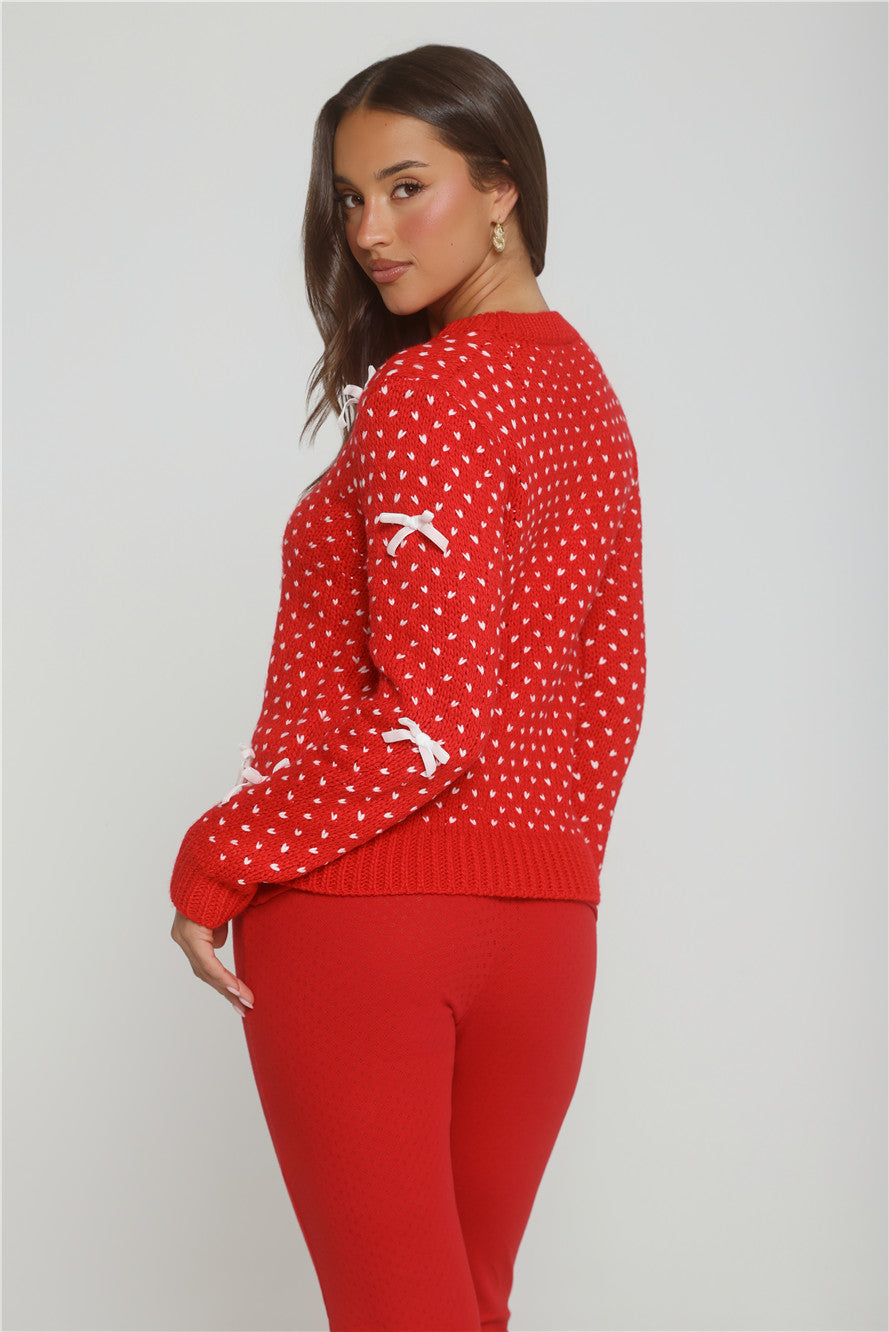 Holly Glow Knit Sweater Red