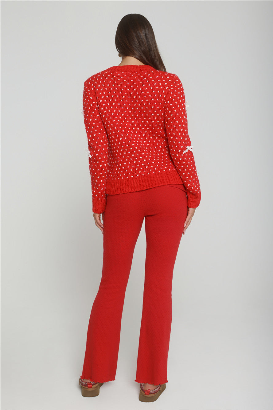 Candlelight Dreams Fold Waist Pajama Pants Red
