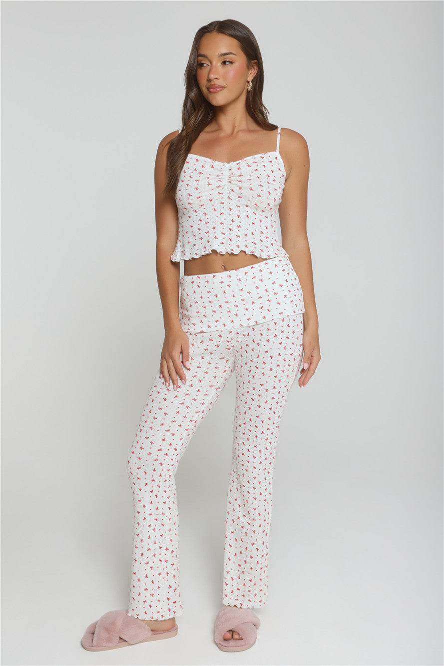 Candlelight Dreams Fold Waist Pajama Pants White