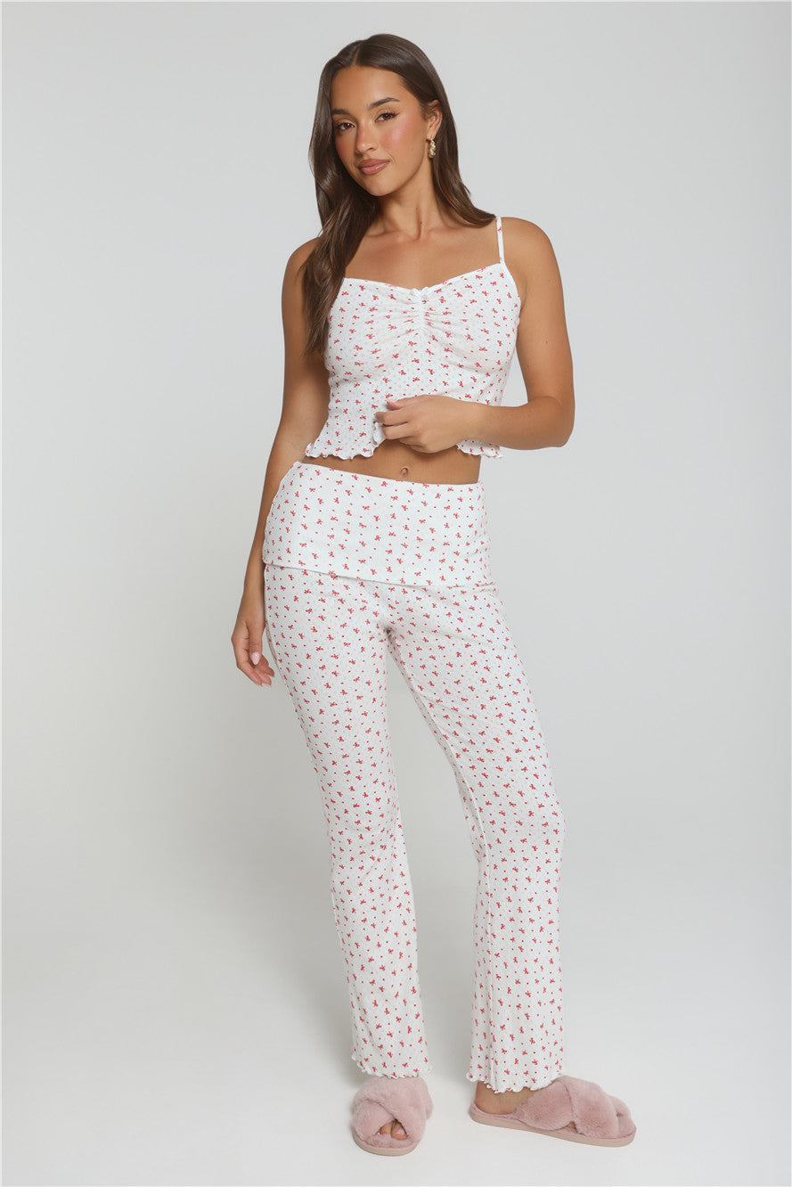 Candlelight Dreams Fold Waist Pajama Pants White