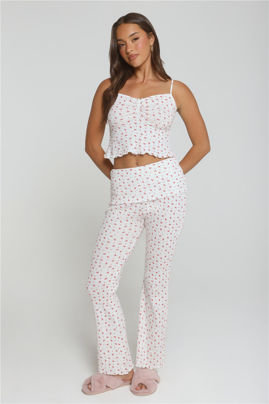Candlelight Dreams Fold Waist Pajama Pants White