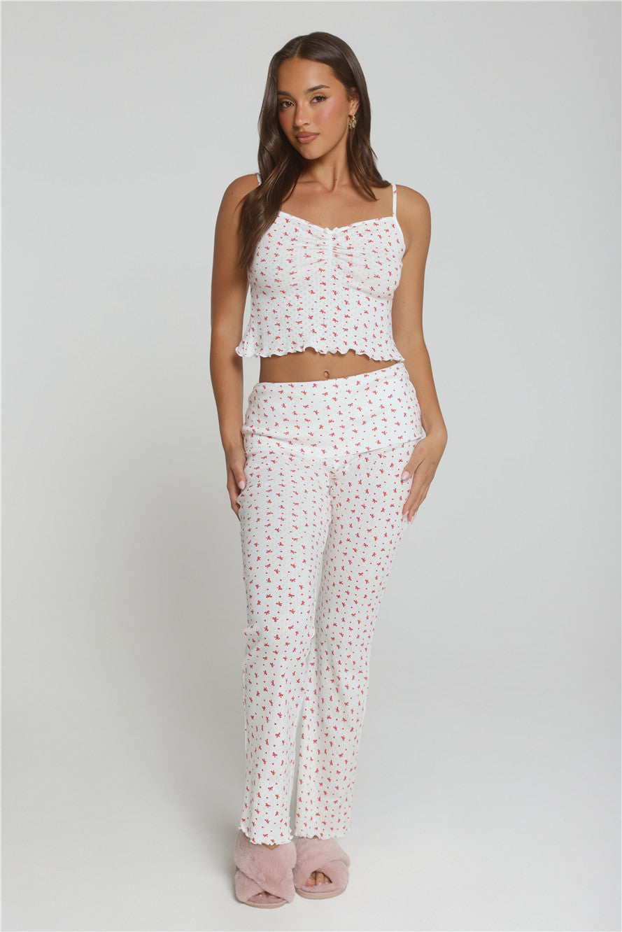 Candlelight Dreams Fold Waist Pajama Pants White