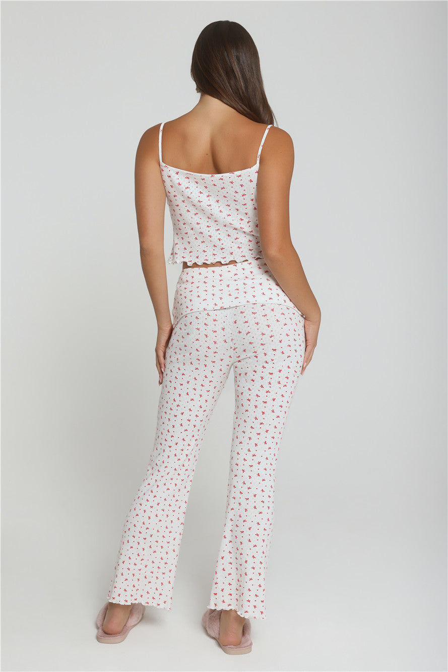 Candlelight Dreams Fold Waist Pajama Pants White