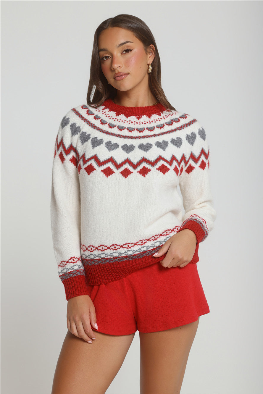 Candy Coated Nights Knit Sweater White