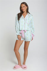 Golden Noel Pajama Set Blue