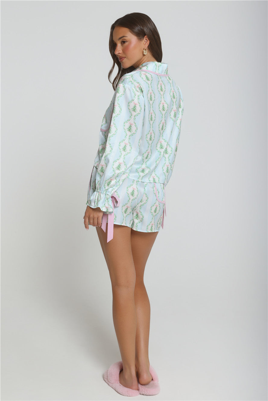 Golden Noel Pajama Set Blue