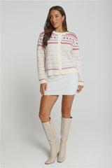 Crystal Holiday Knitted Cardigan Cream