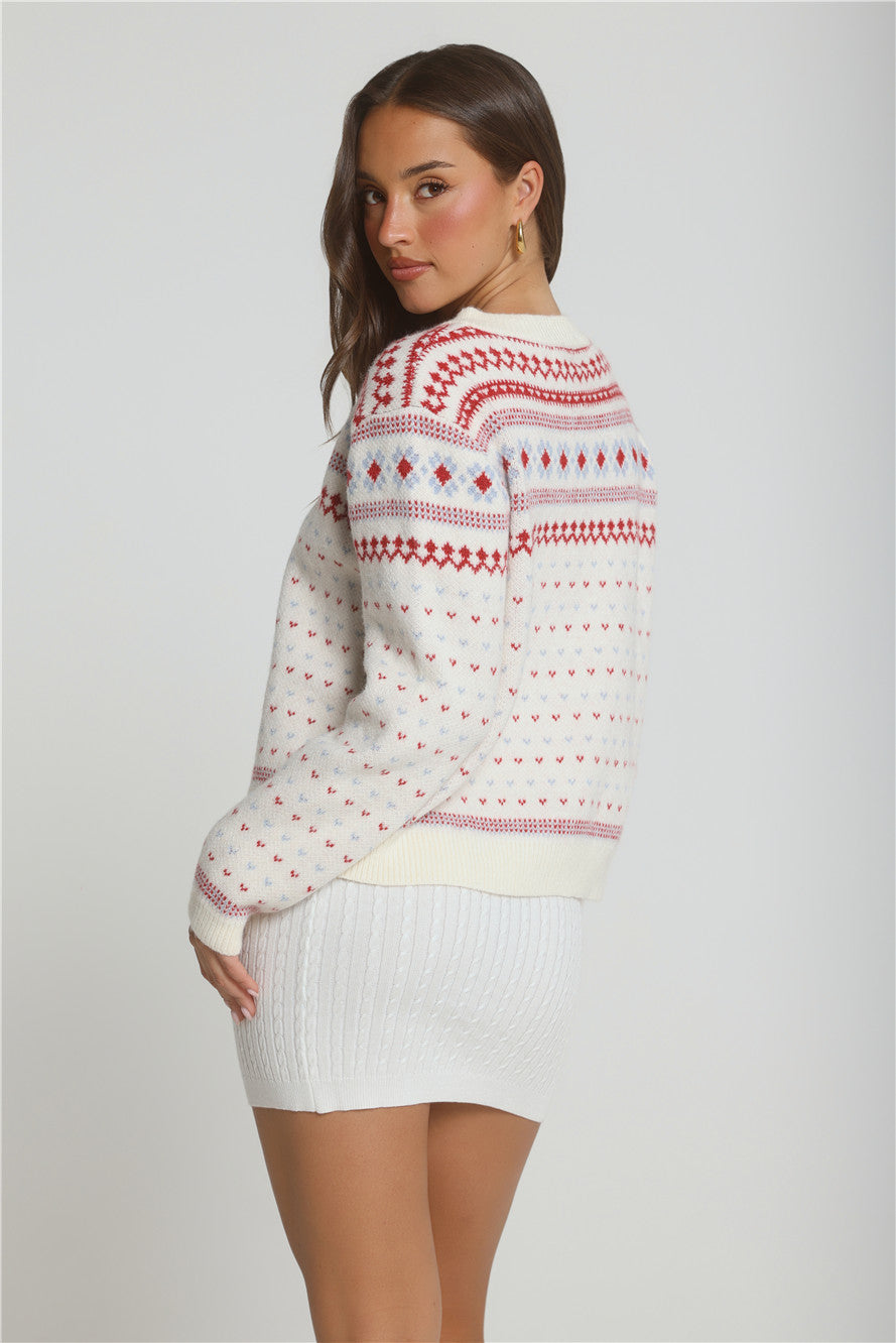 Crystal Holiday Knitted Cardigan Cream