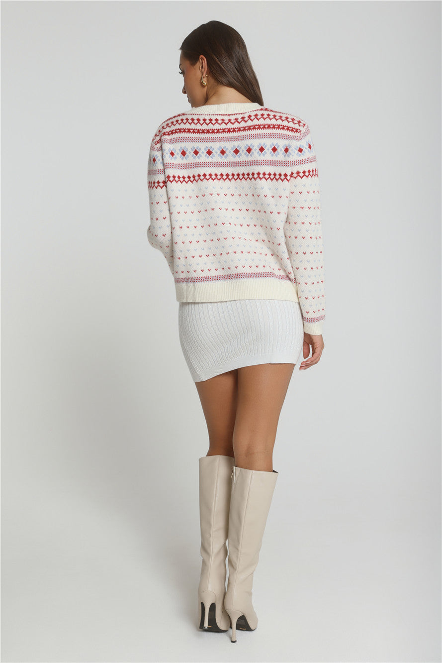 Crystal Holiday Knitted Cardigan Cream