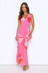 Crystal Gardenia Maxi Dress Pink