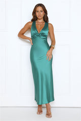 Best Yet Satin Maxi Dress Emerald