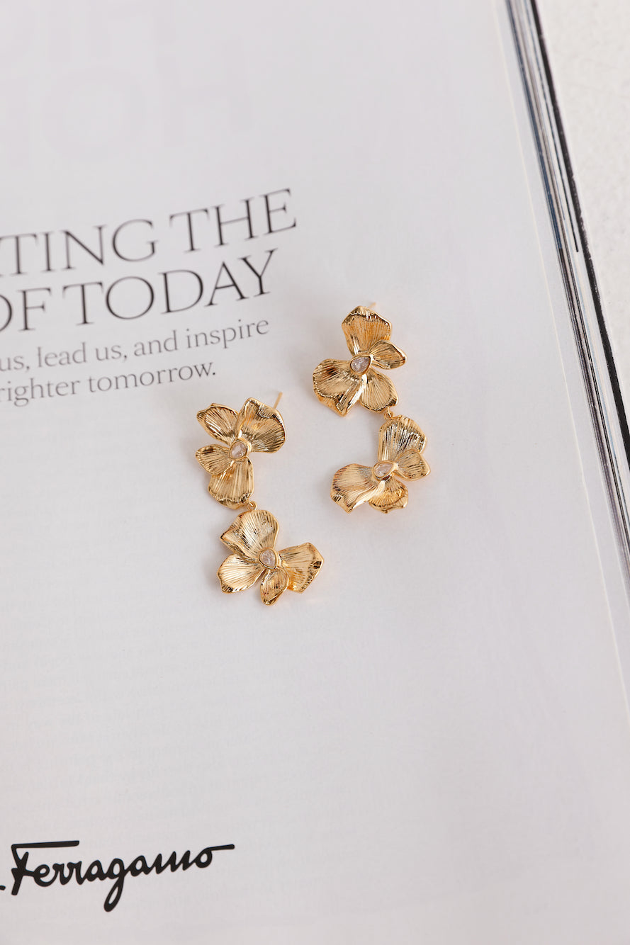 18k Gold Plated Trendier Earrings Gold