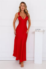 Graceful Essence Satin Maxi Dress Red