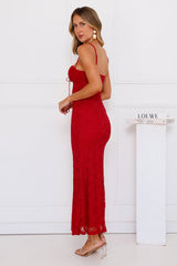 Lila Lace Maxi Dress Red