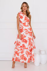 Kehlani One Shoulder Maxi Dress Orange