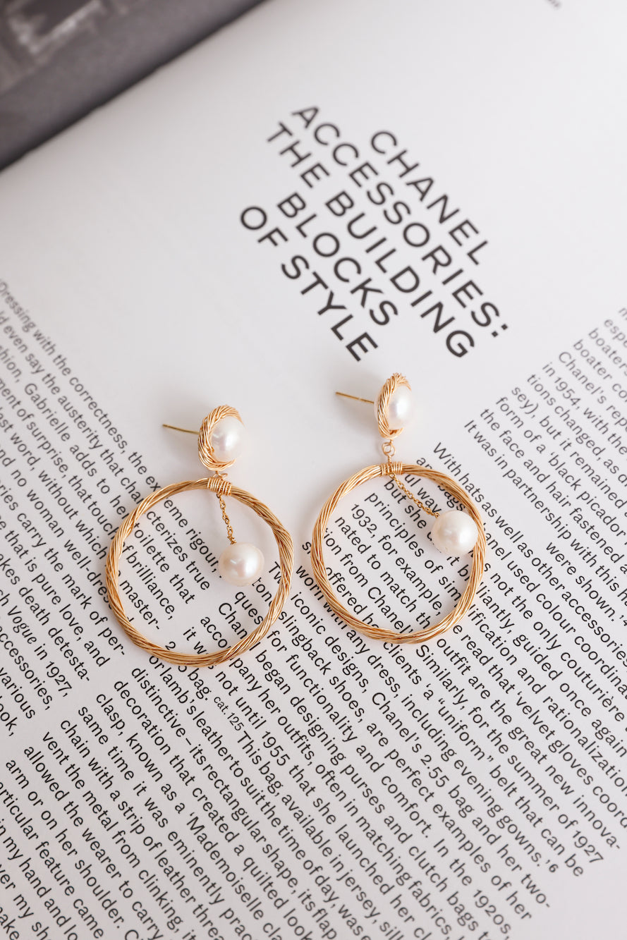 18k Gold Plated Willow Freshwater Pearl Earrings Gold