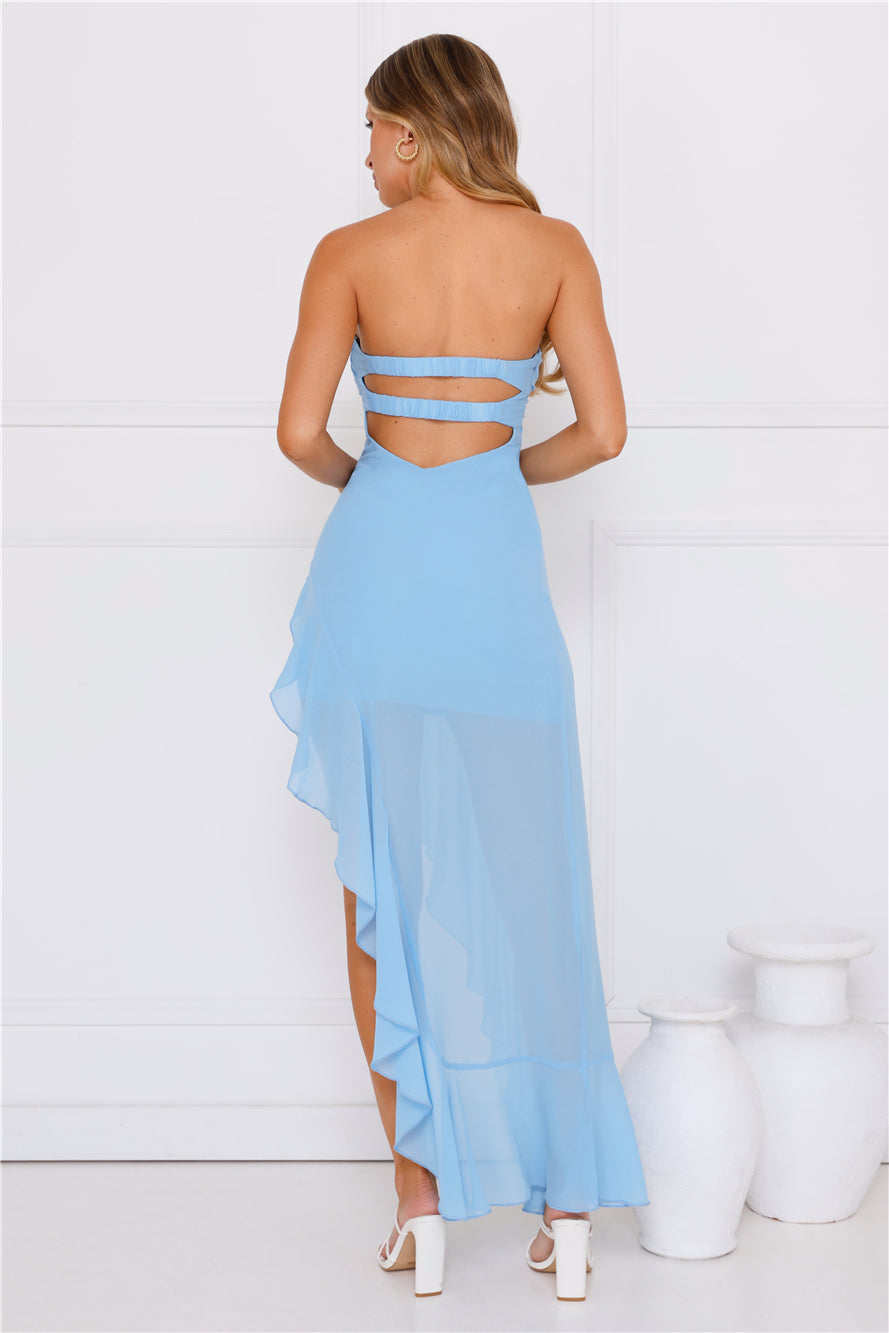 Attraction Style Strapless Maxi Dress Blue