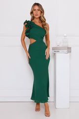 In These Moments One Shoulder Maxi Dress Green