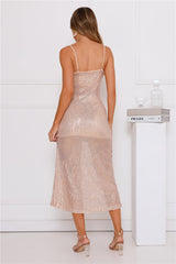 High Shine Set Sequin Midi Dress Gold