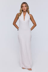 Flirty Daydream Halter Knit Maxi Dress White