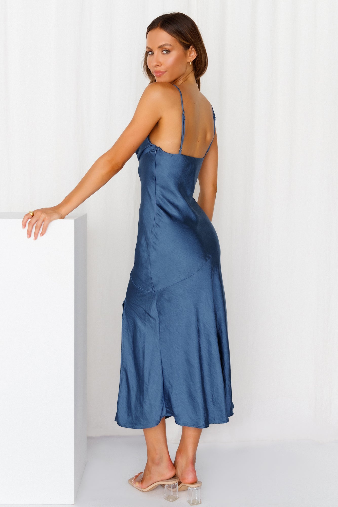 Lychee Martini Satin Midi Dress