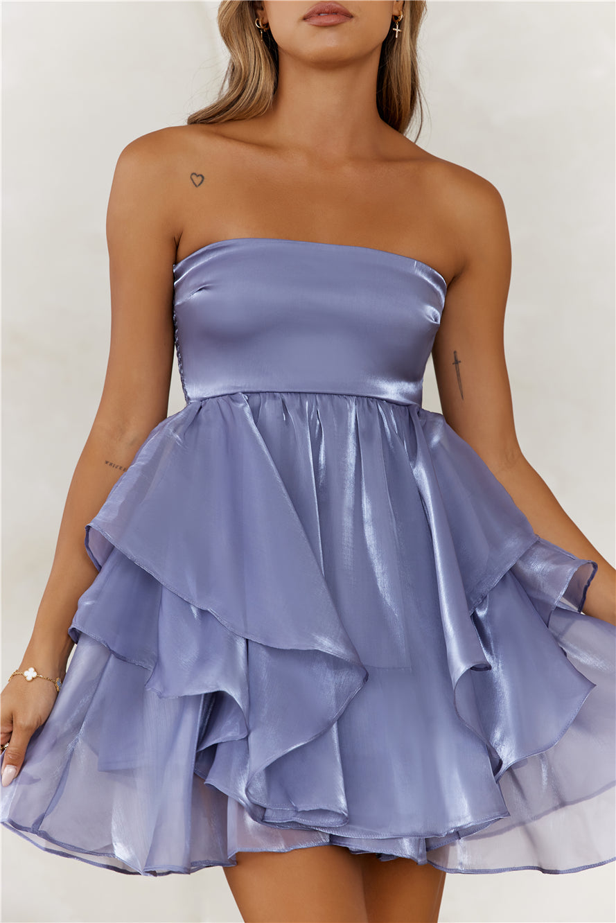 Masquerade Ball Strapless Mini Dress Slate