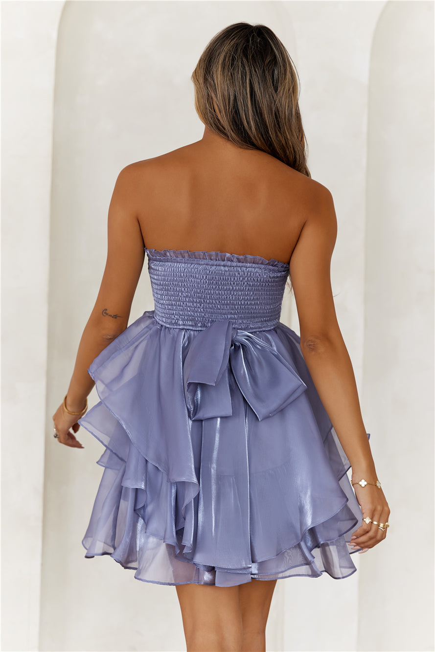 Masquerade Ball Strapless Mini Dress Slate
