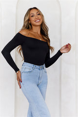 BASE  Flawless Off Shoulder Long Sleeve Top Black