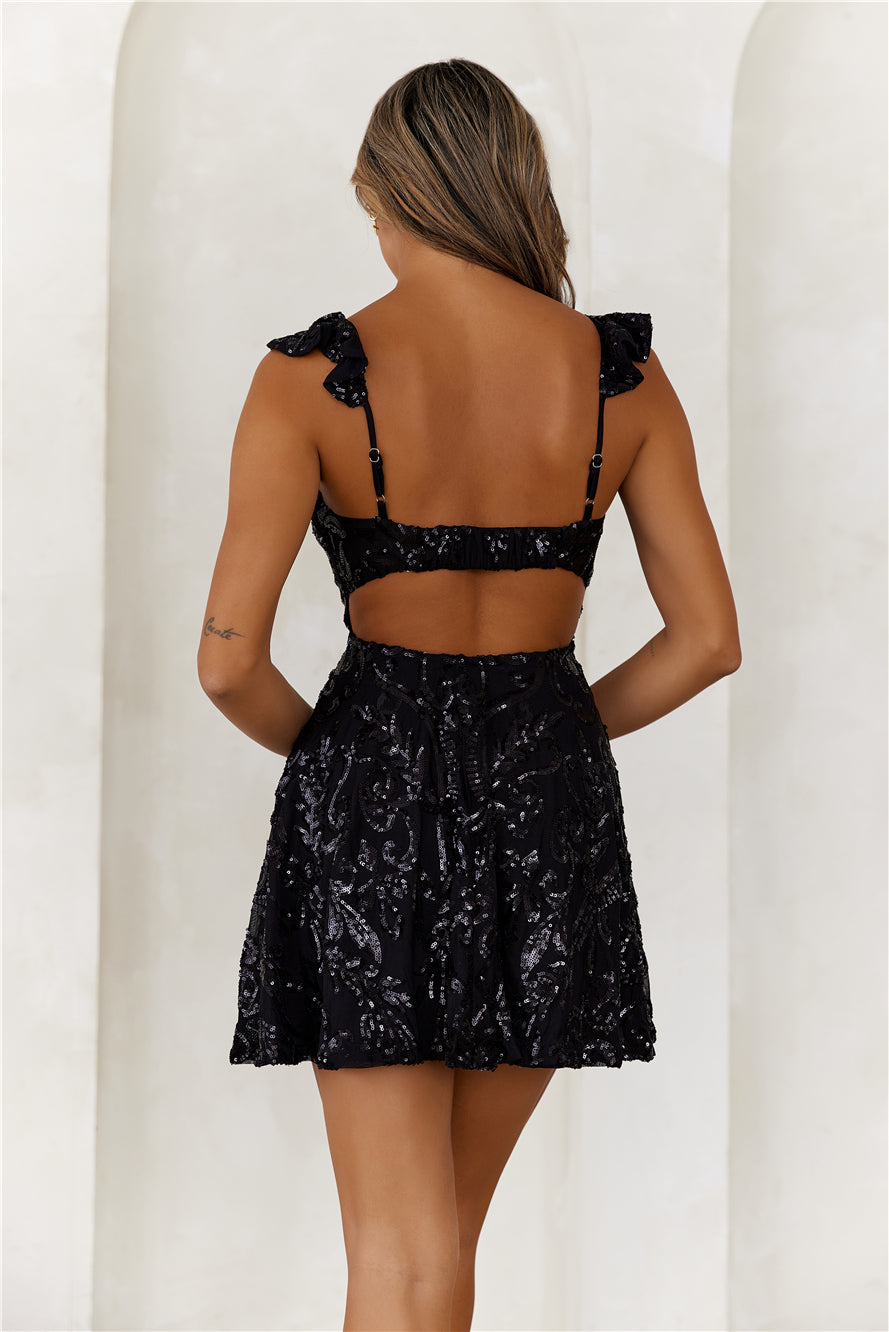 Electric Euphoria Sequin Mini Dress Black