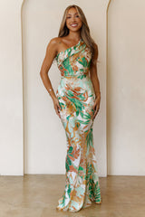 Lagoon Love One Shoulder Maxi Dress Green