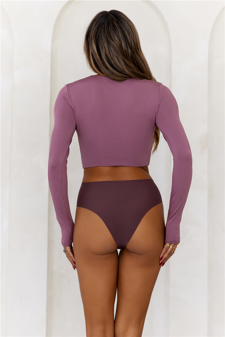 BASE Errands All Day Long Sleeve Crop Top Mauve