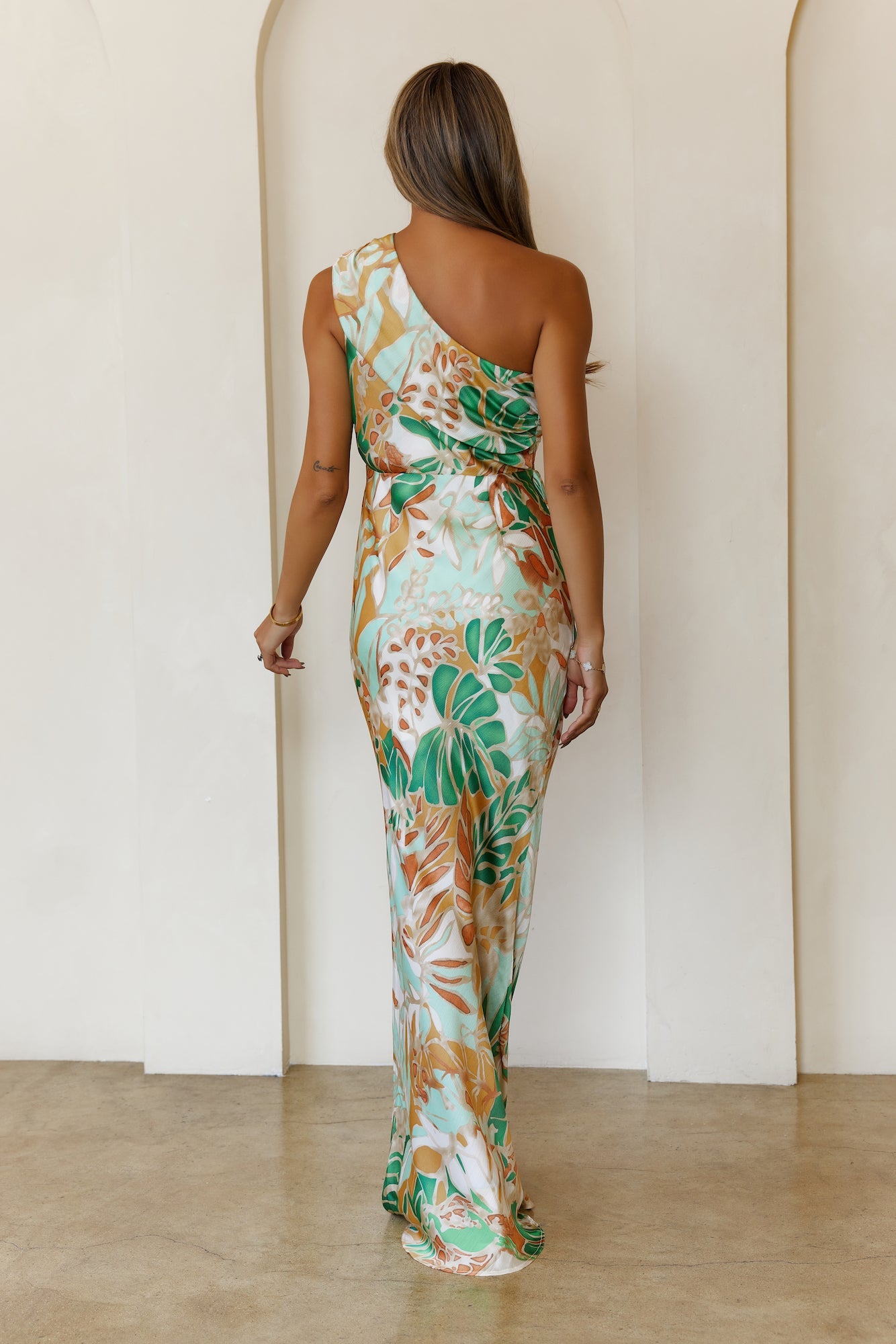 Lagoon Love One Shoulder Maxi Dress Green